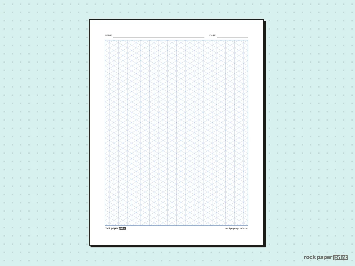 Isometric Graph Paper, blue lines, printable PDF preview
