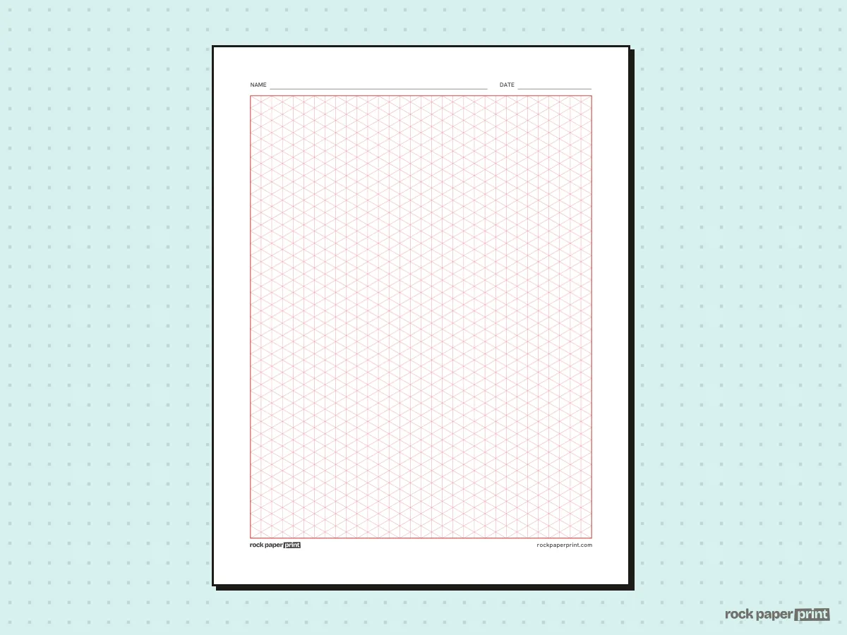 Isometric Graph Paper, red lines, printable PDF preview