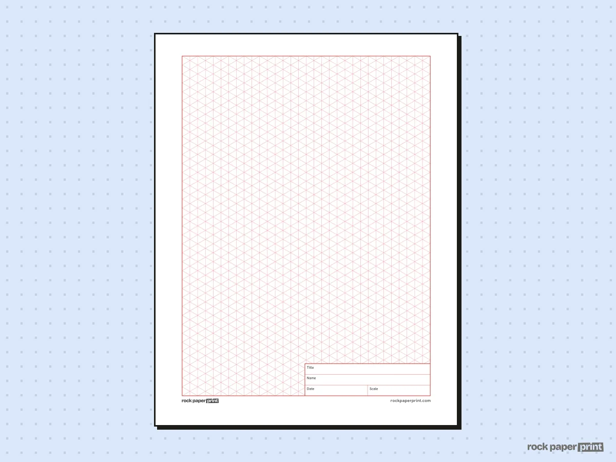 Isometric Paper with Title Block, red lines, printable PDF preview