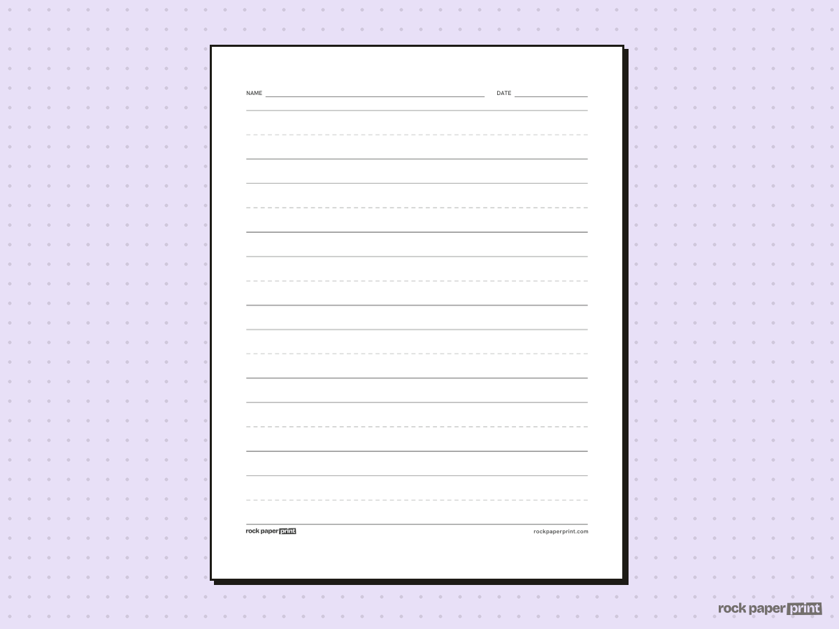 Kindergarten Writing Paper, black lines, printable PDF preview