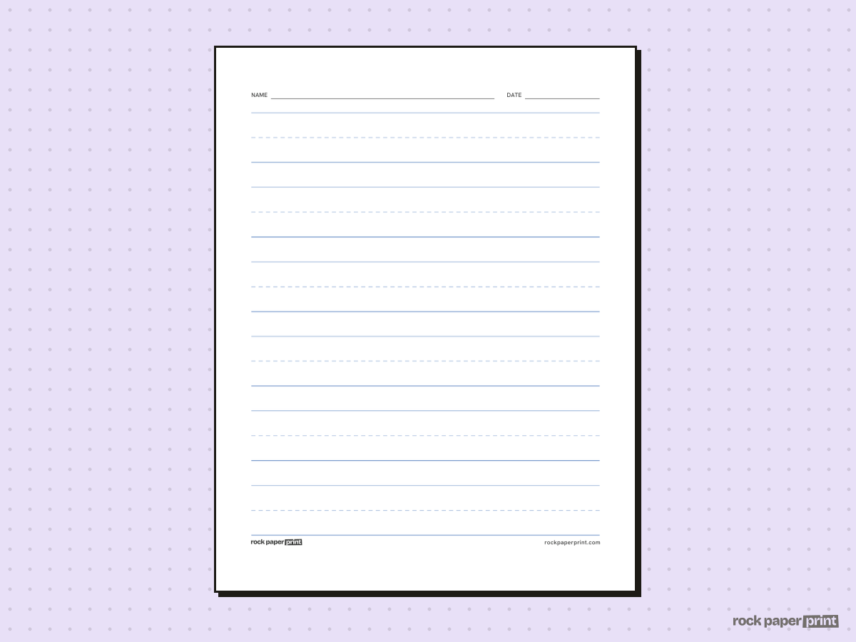 Kindergarten Writing Paper, classic blue lines, printable PDF preview