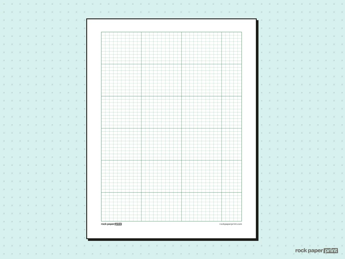 Knitting Graph Paper, green lines, printable PDF preview