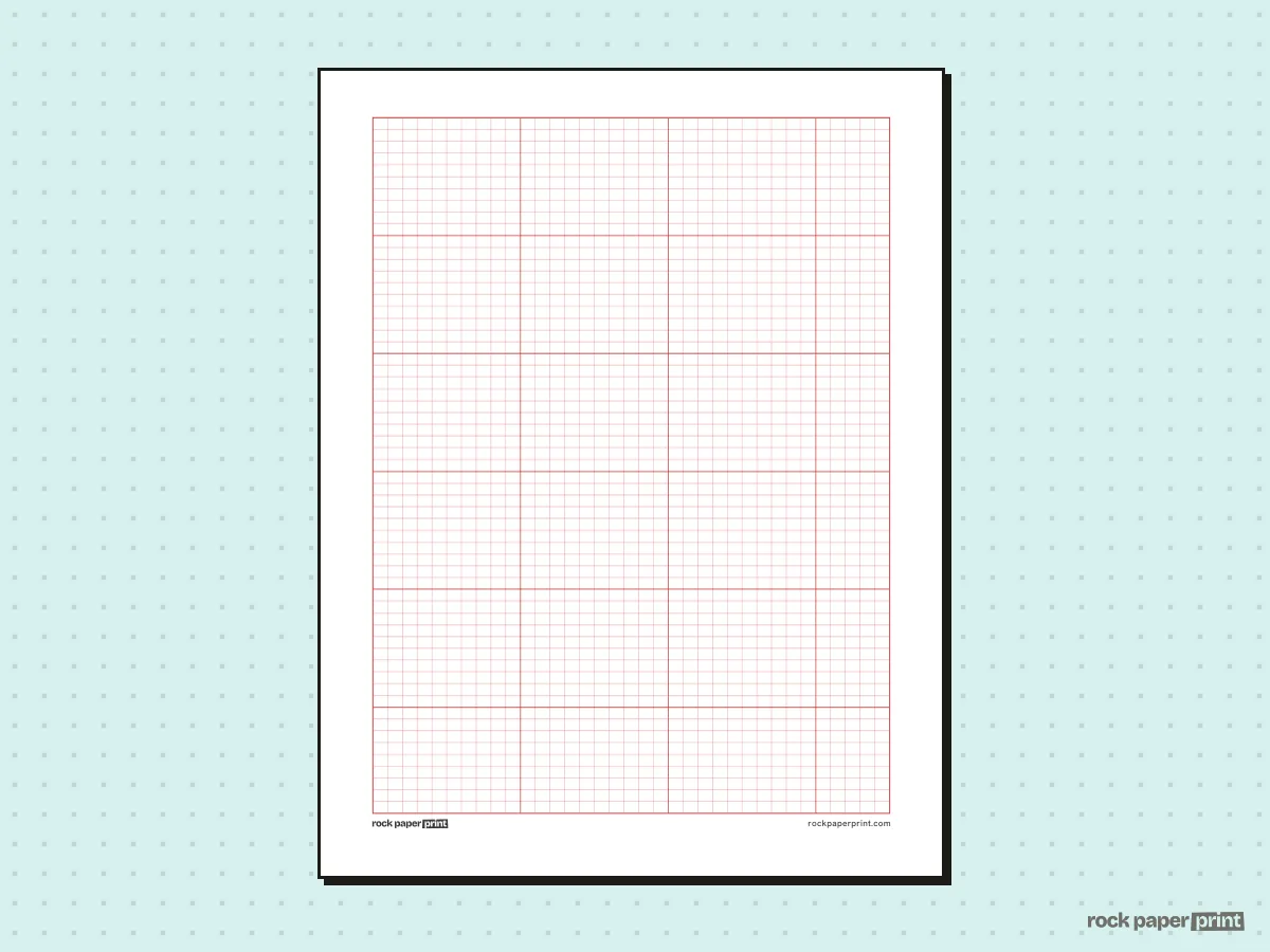 Knitting Graph Paper, red lines, printable PDF preview