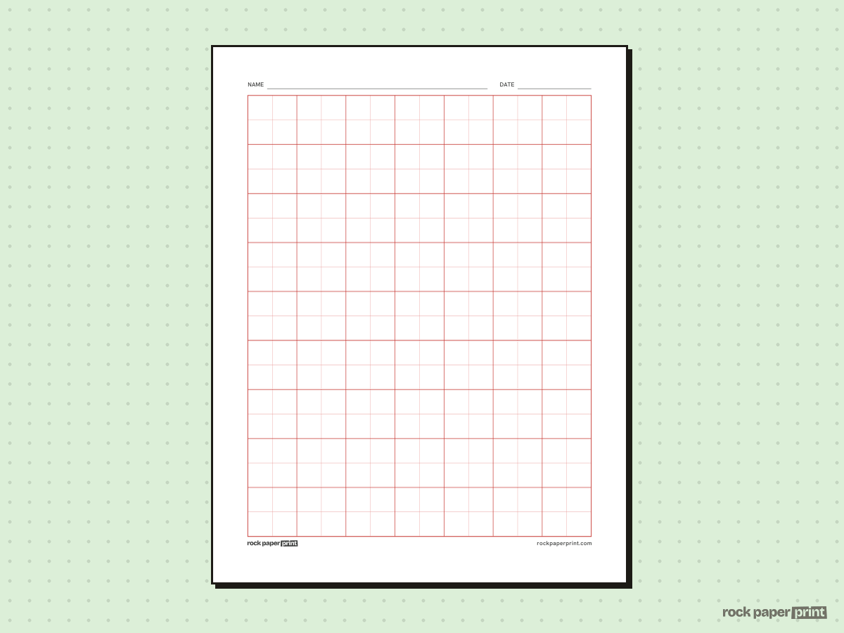 Large Graph Paper (Big Squares), red lines, printable PDF preview