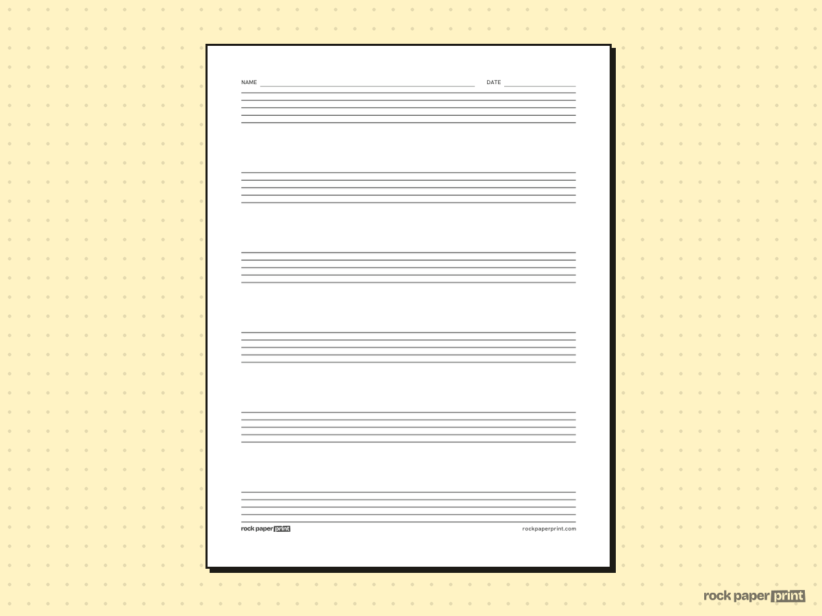 Large Staff Paper, black lines, printable PDF preview