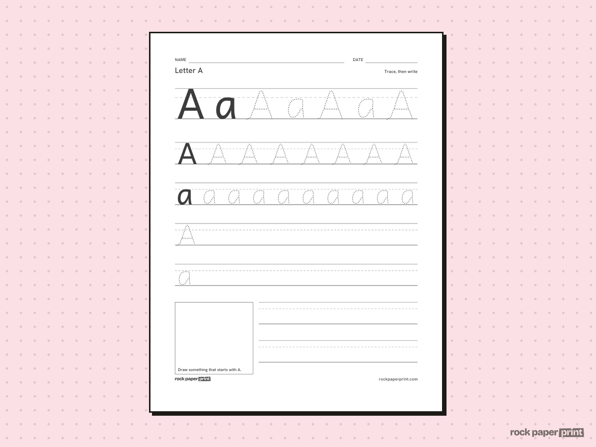 Letter Tracing Worksheets, black lines, printable PDF preview