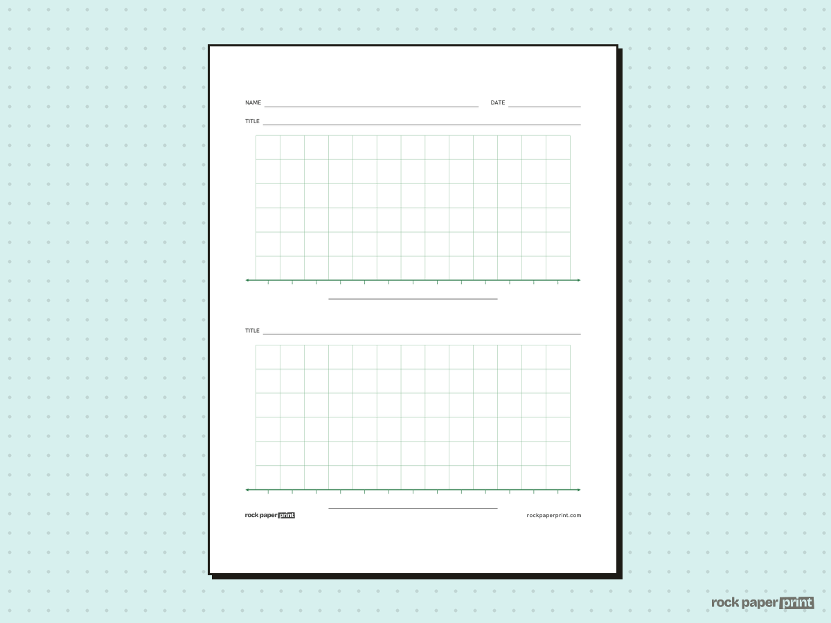 Line Plot Template, green lines, printable PDF preview