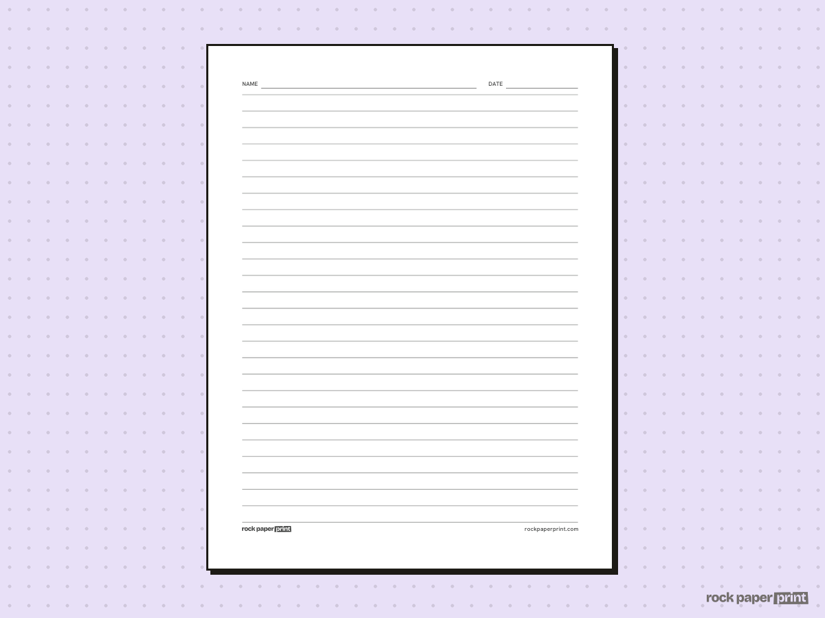 Lined Writing Paper, black lines, printable PDF preview