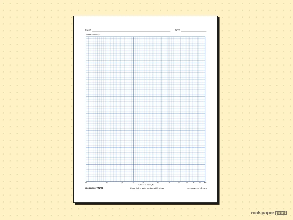 Liquid Limit Semi-Log Graph, blue lines, printable PDF preview
