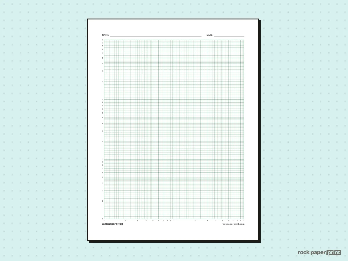 Log-Log Graph Paper, green lines, printable PDF preview