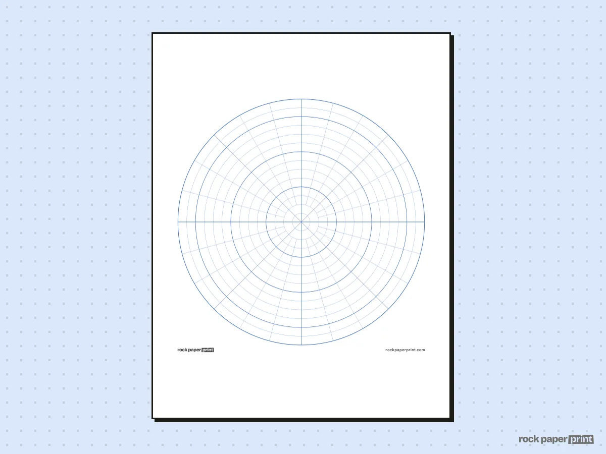 Mandala Grid Template, blue lines, printable PDF preview