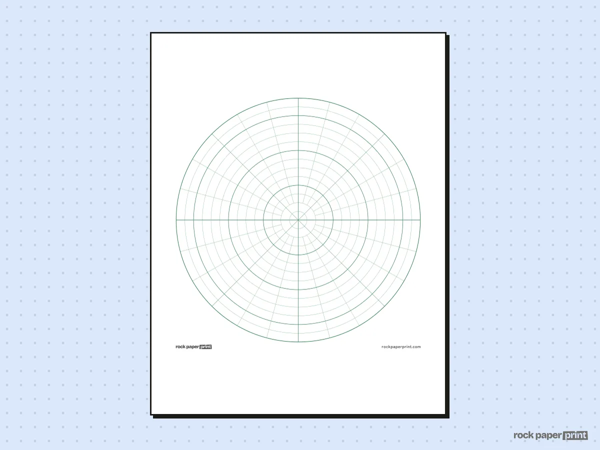 Mandala Grid Template, green lines, printable PDF preview