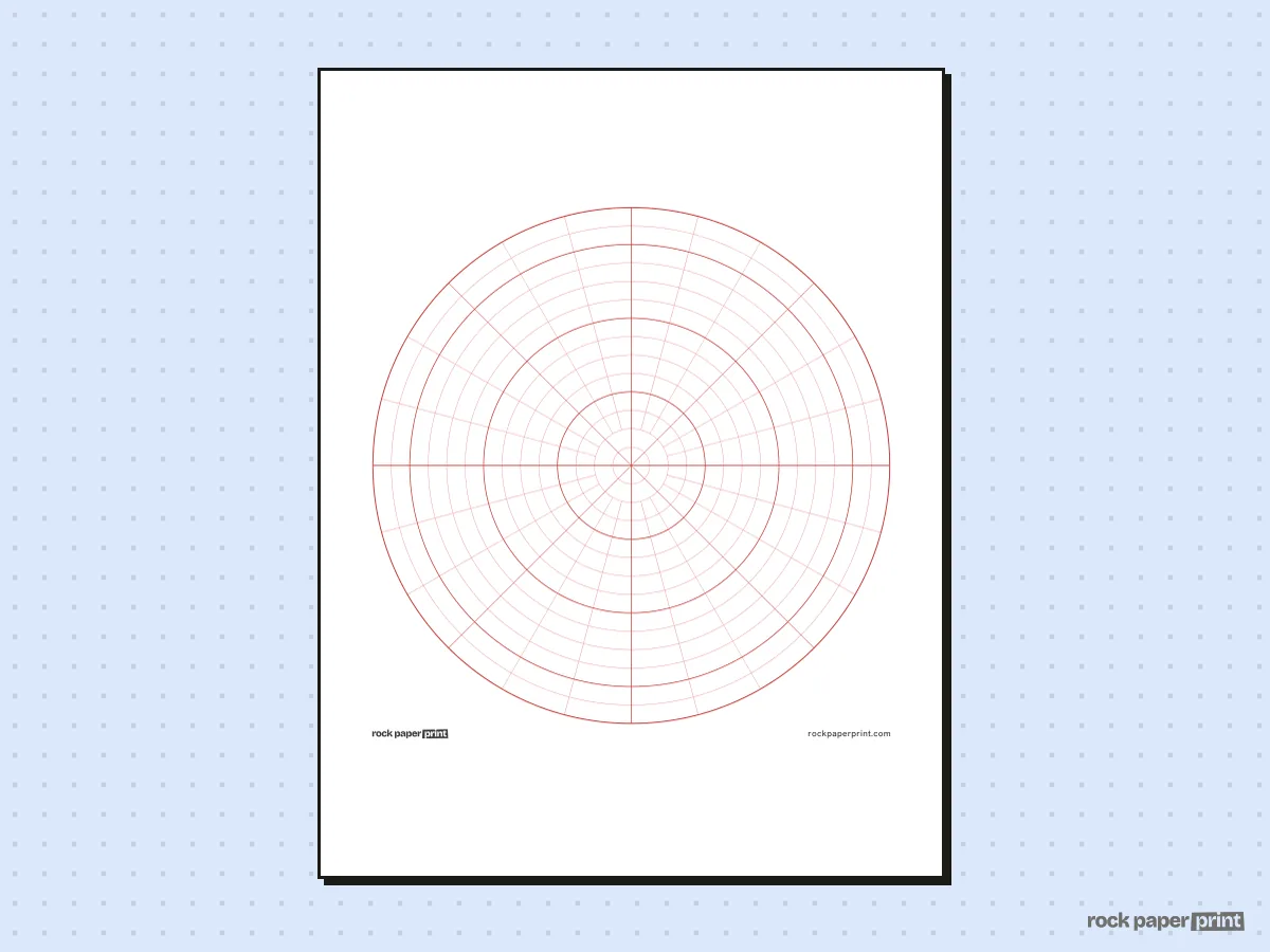 Mandala Grid Template, red lines, printable PDF preview