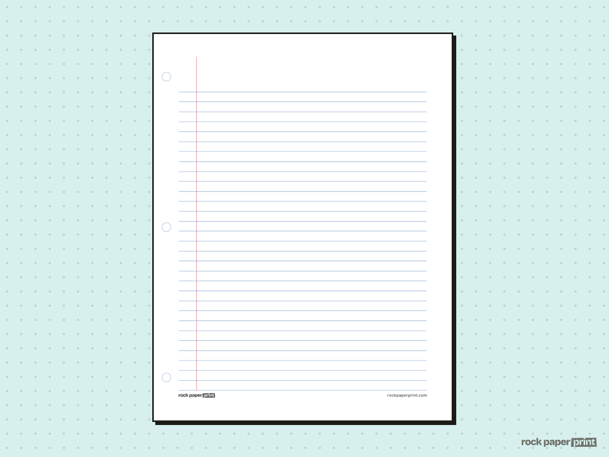 Lined Notebook Paper, classic blue lines, printable PDF preview
