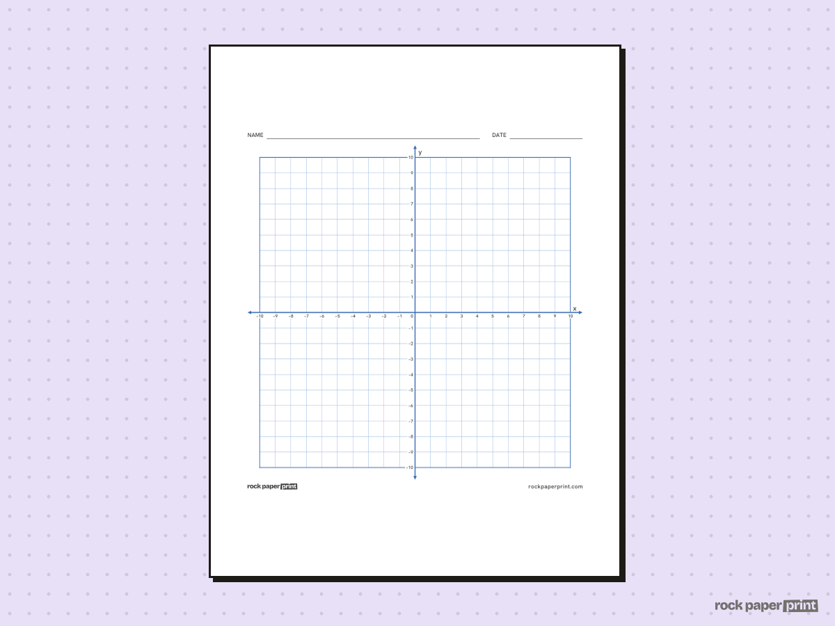 Numbered Coordinate Plane (10x10), blue lines, printable PDF preview