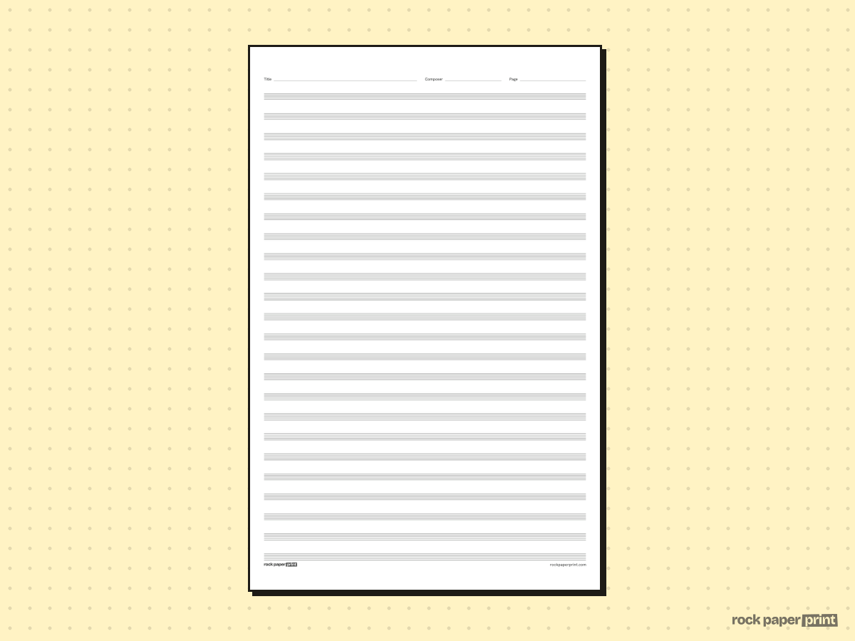 Orchestral Score Paper, black lines, printable PDF preview
