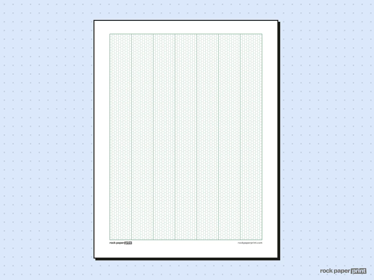 Peyote Stitch Graph Paper, green lines, printable PDF preview