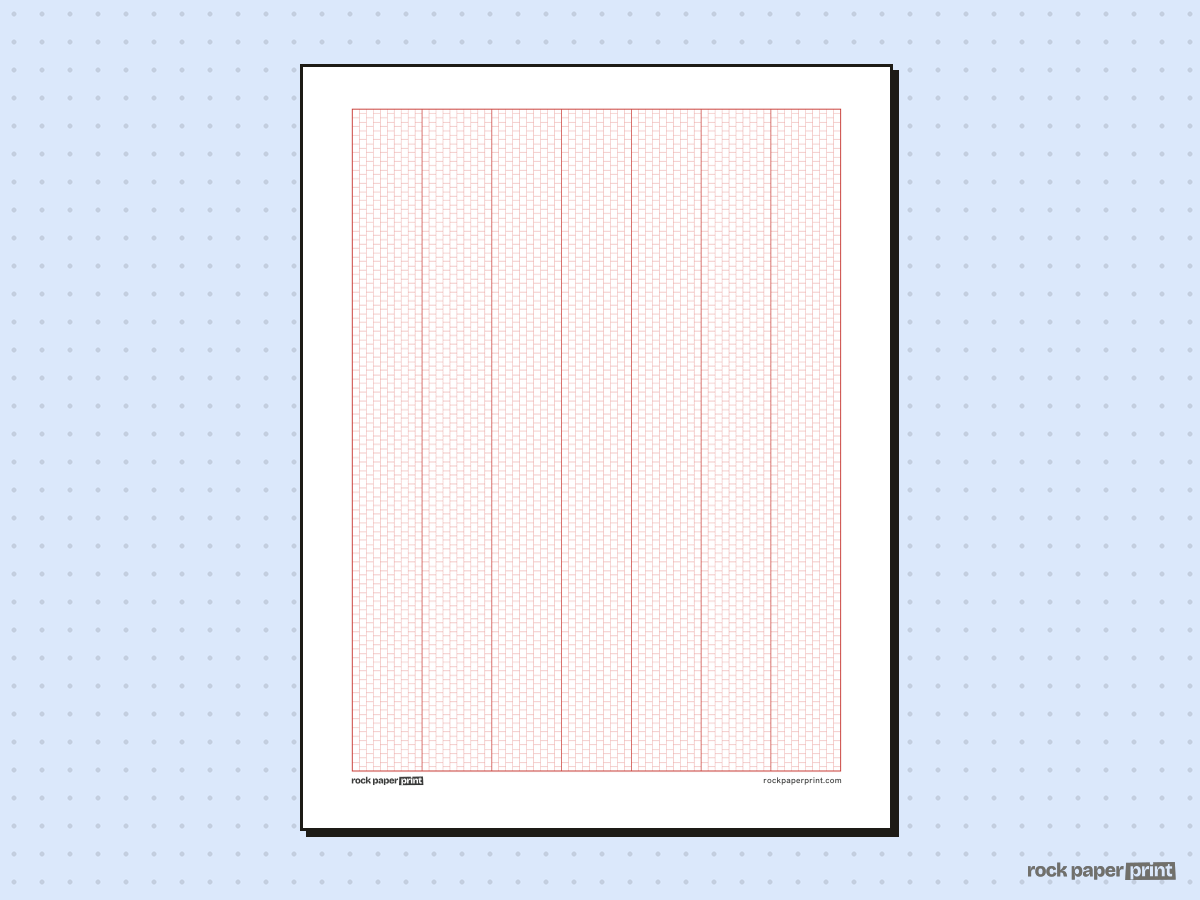 Peyote Stitch Graph Paper, red lines, printable PDF preview