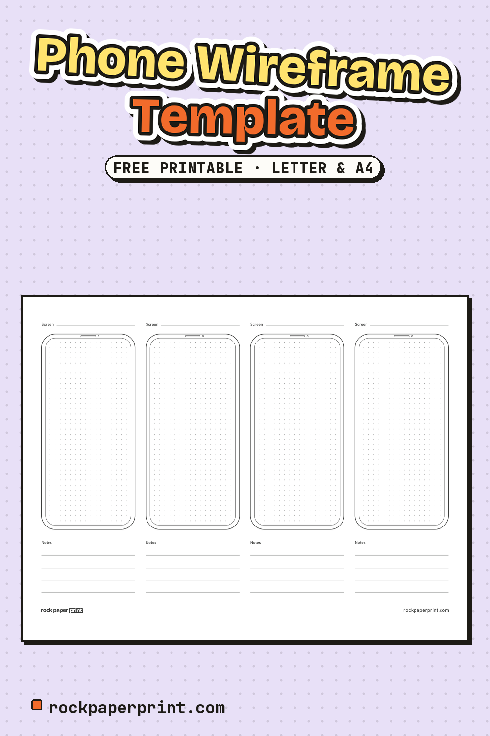 Free Printable Paper Phone Template: Wireframes PDF Download