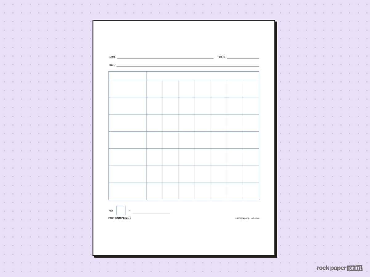 Pictograph Template, blue lines, printable PDF preview