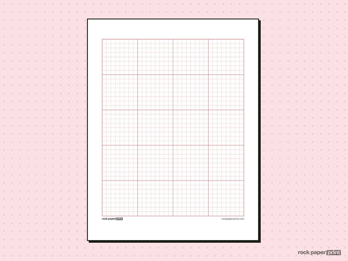 Pixel Art Graph Paper, red lines, printable PDF preview