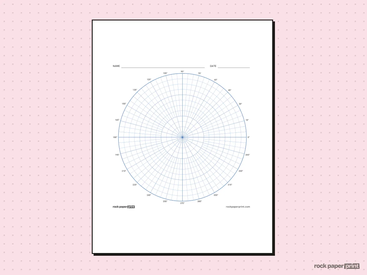 Polar Graph Paper, blue lines, printable PDF preview