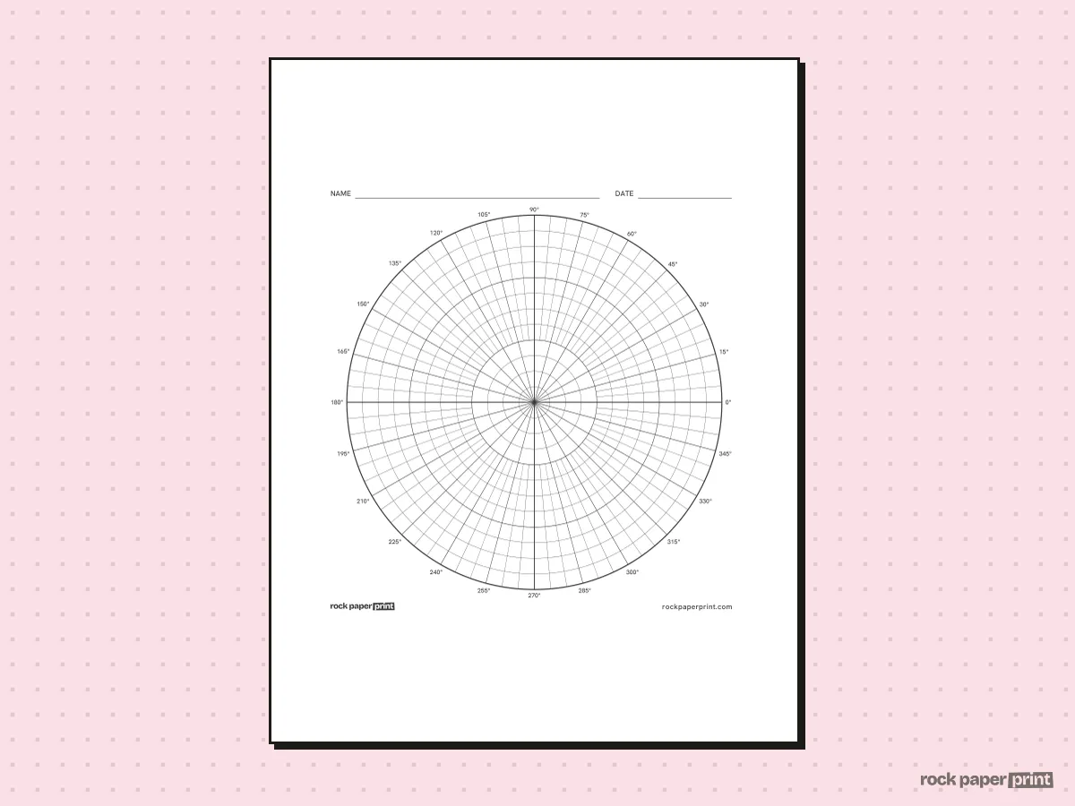 Polar Graph Paper, black lines, printable PDF preview