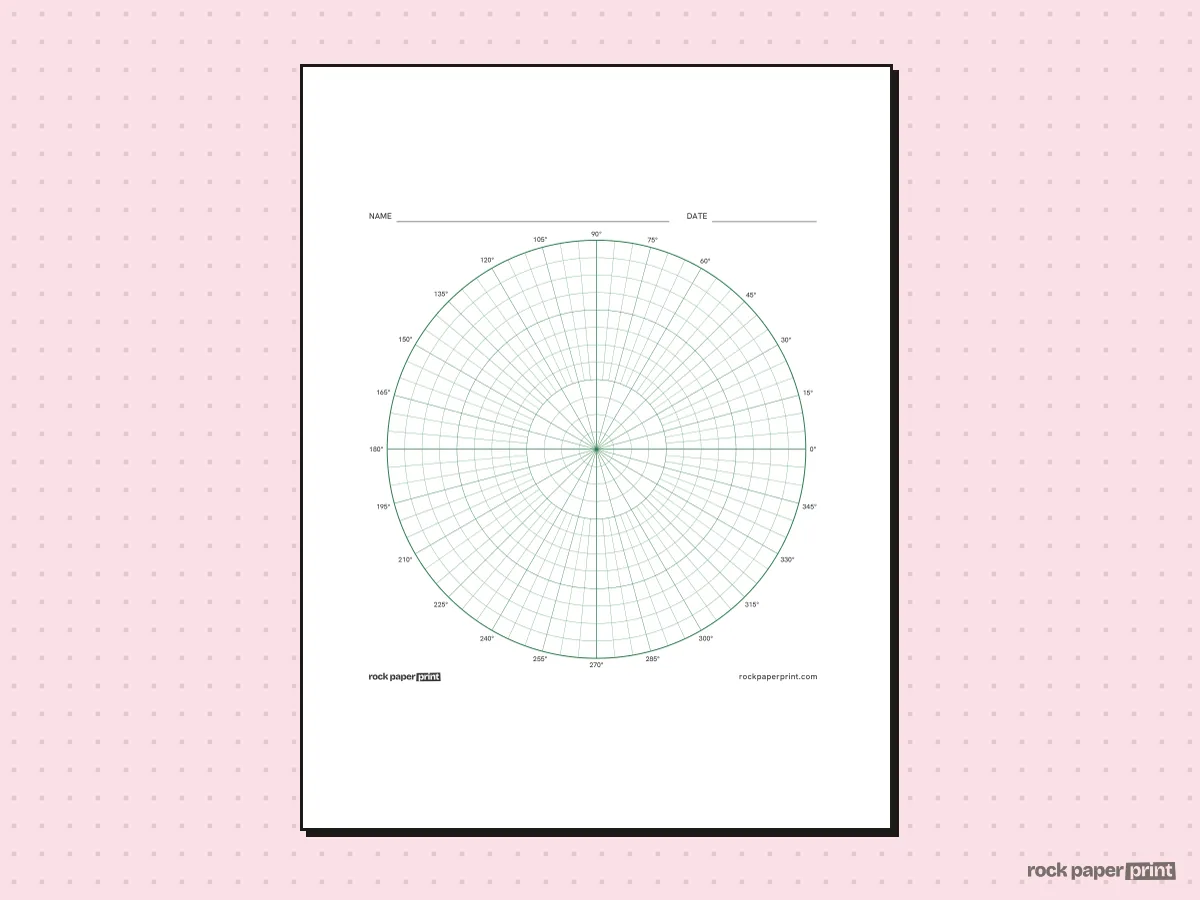 Polar Graph Paper, green lines, printable PDF preview