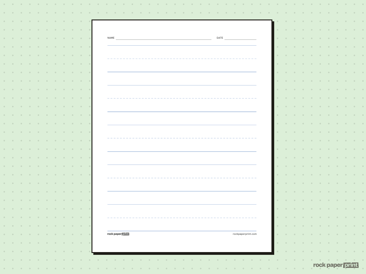 Pre-K Writing Paper, classic blue lines, printable PDF preview