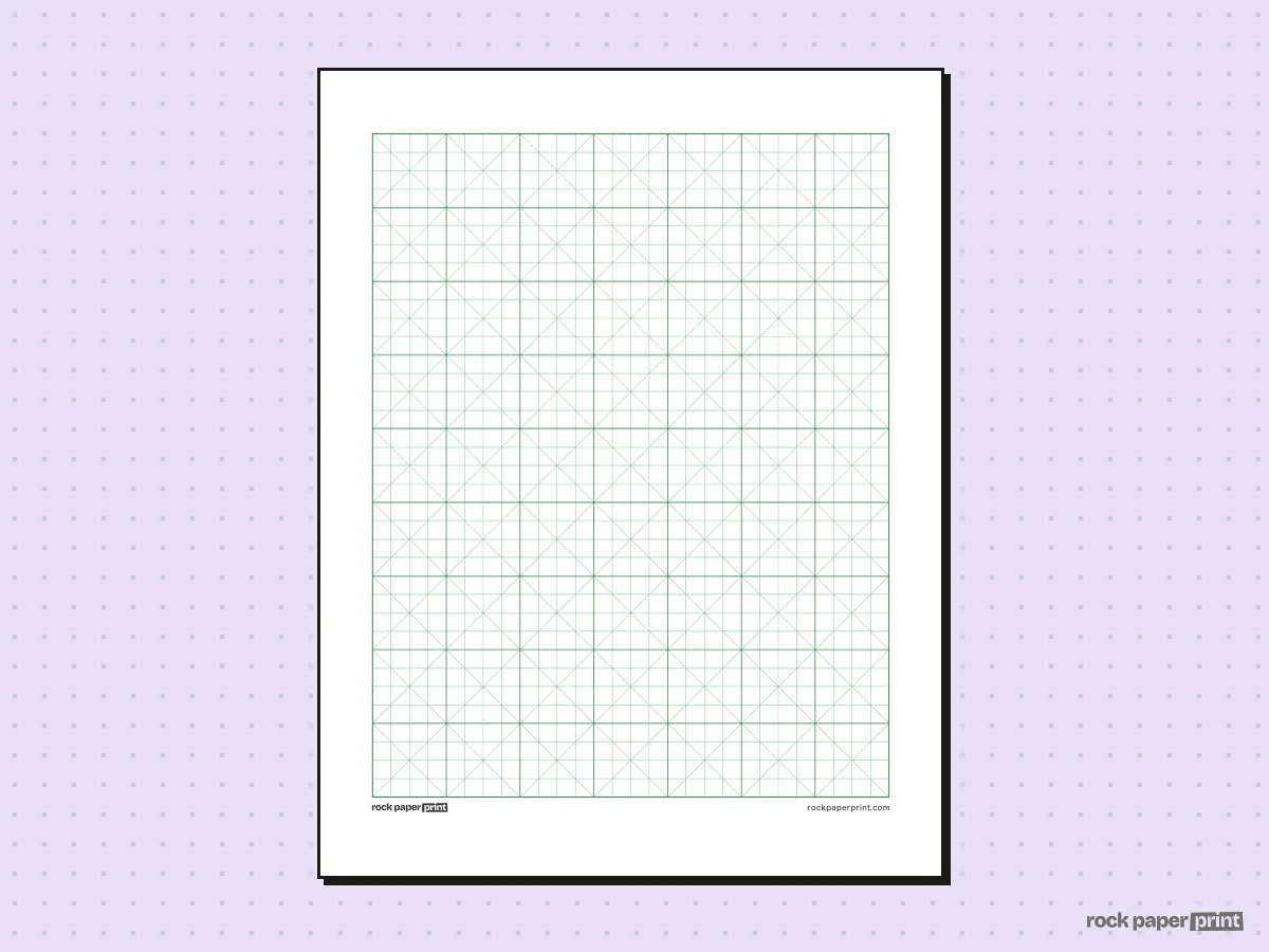 Quilting Graph Paper, green lines, printable PDF preview
