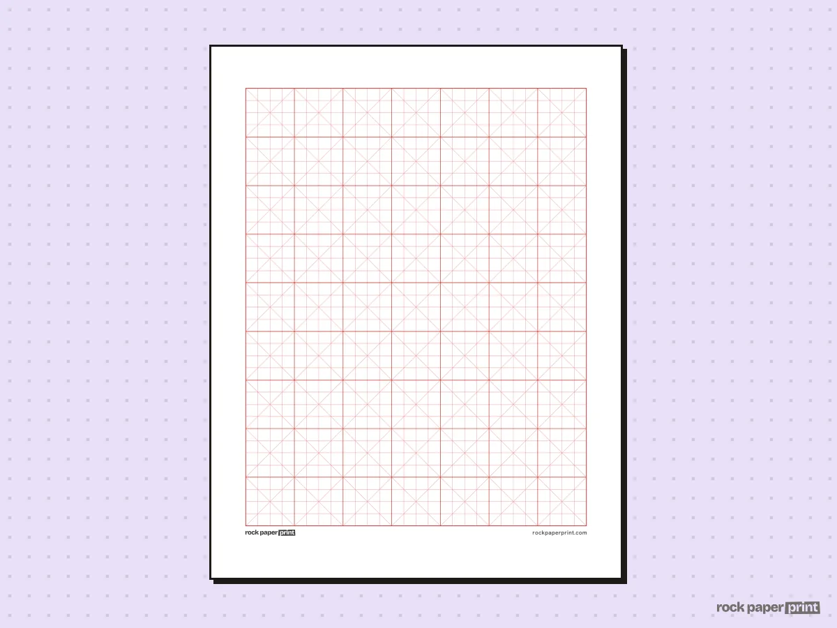 Quilting Graph Paper, red lines, printable PDF preview