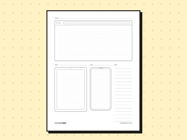 44 Line Paper Free Printable Paper Phone Template: Wireframes PDF Download