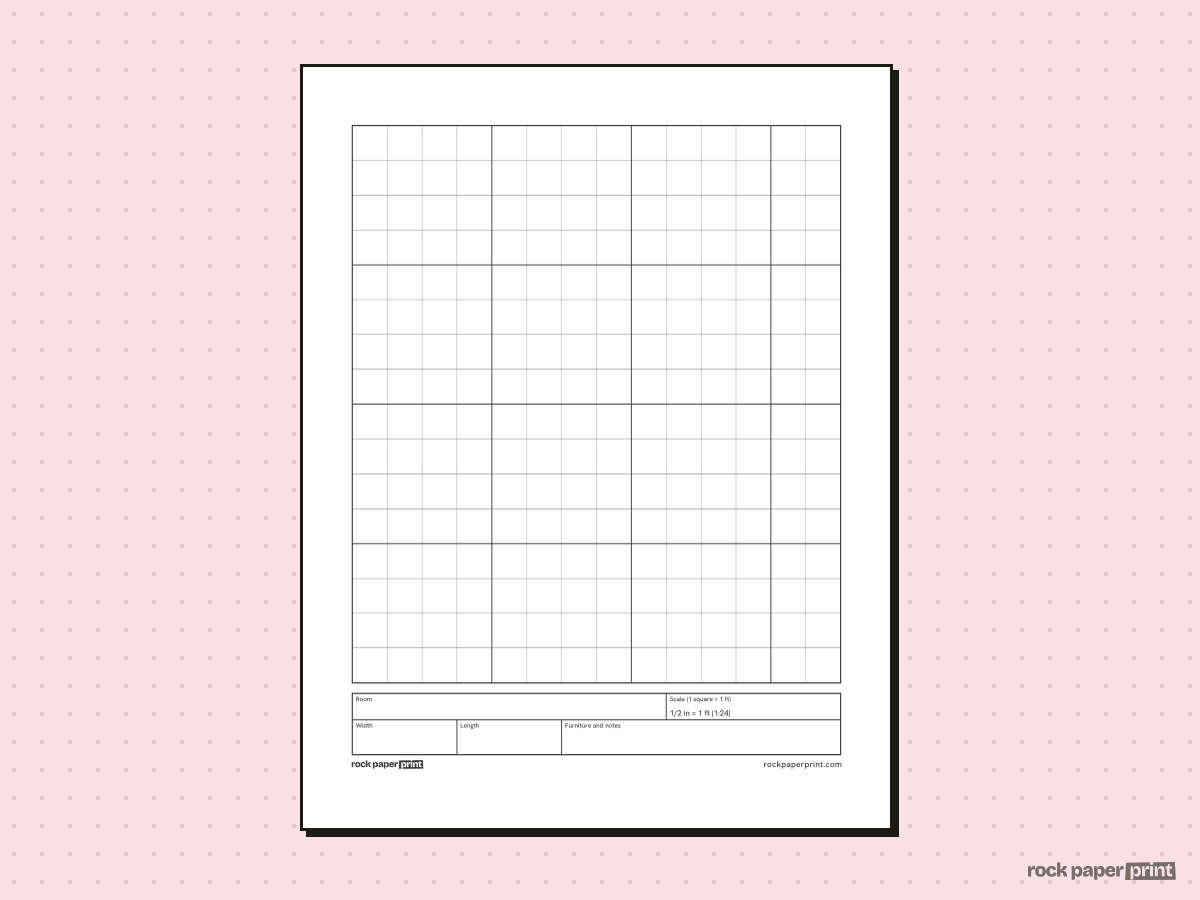 Room Layout Graph Paper, black lines, printable PDF preview