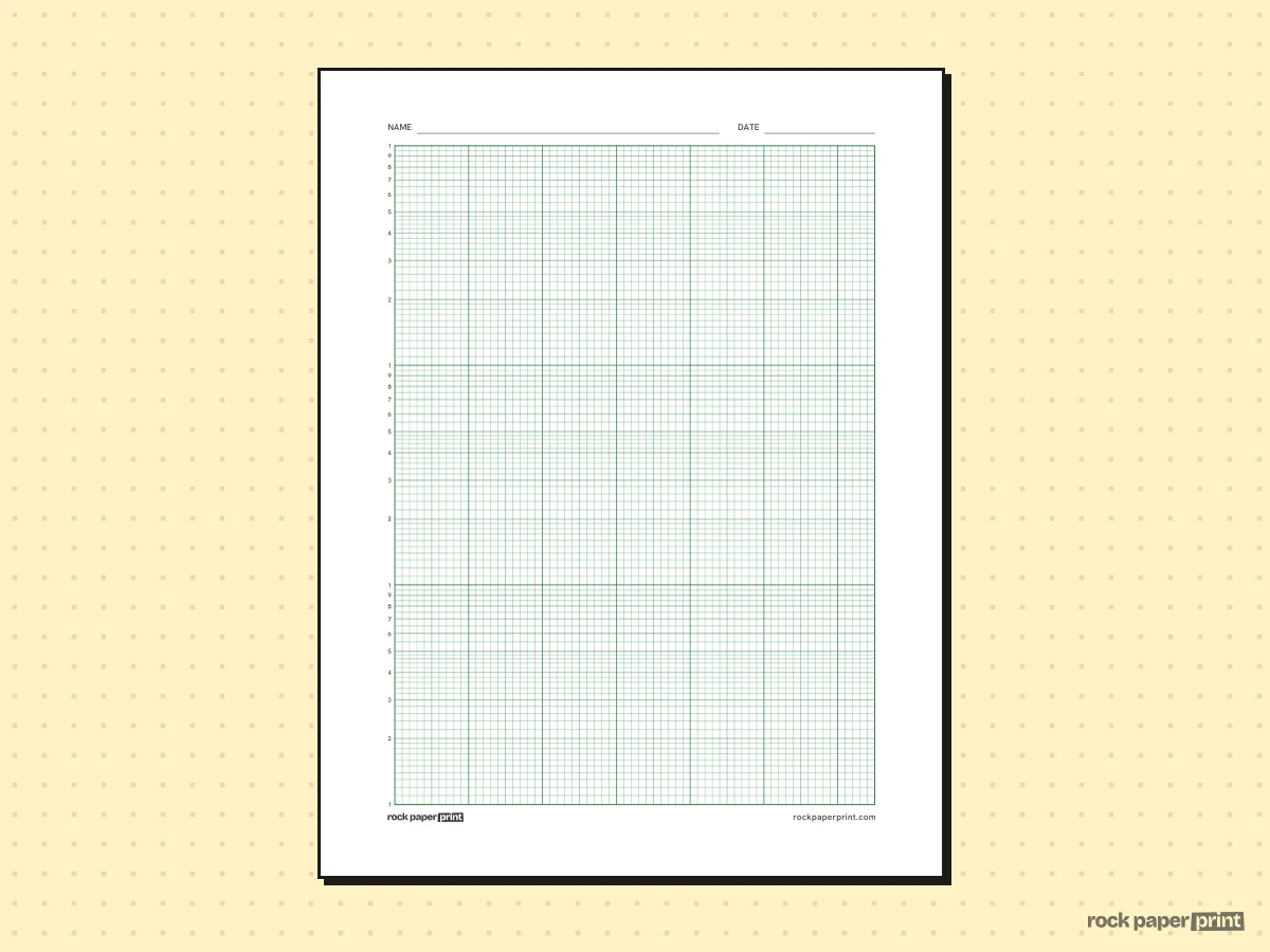 Semi-Log Graph Paper, green lines, printable PDF preview