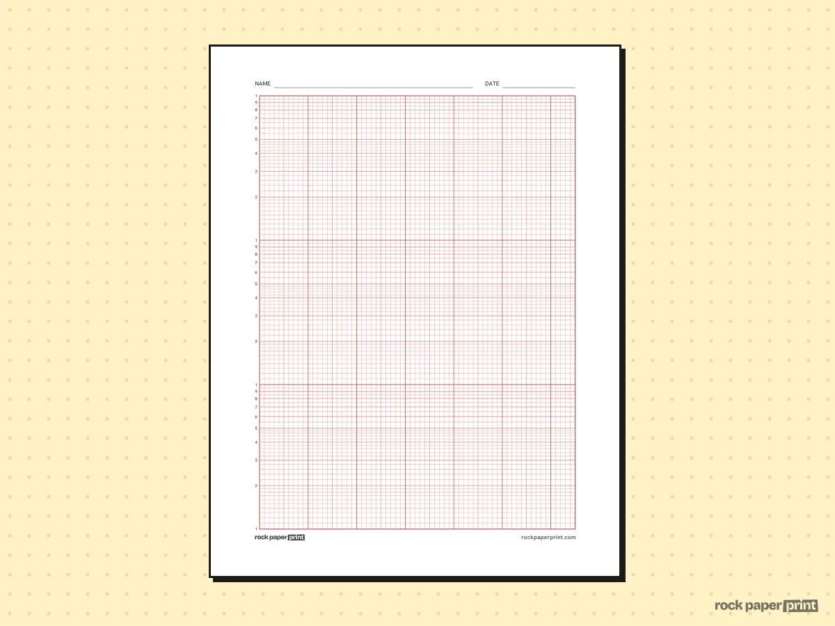 Semi-Log Graph Paper, red lines, printable PDF preview