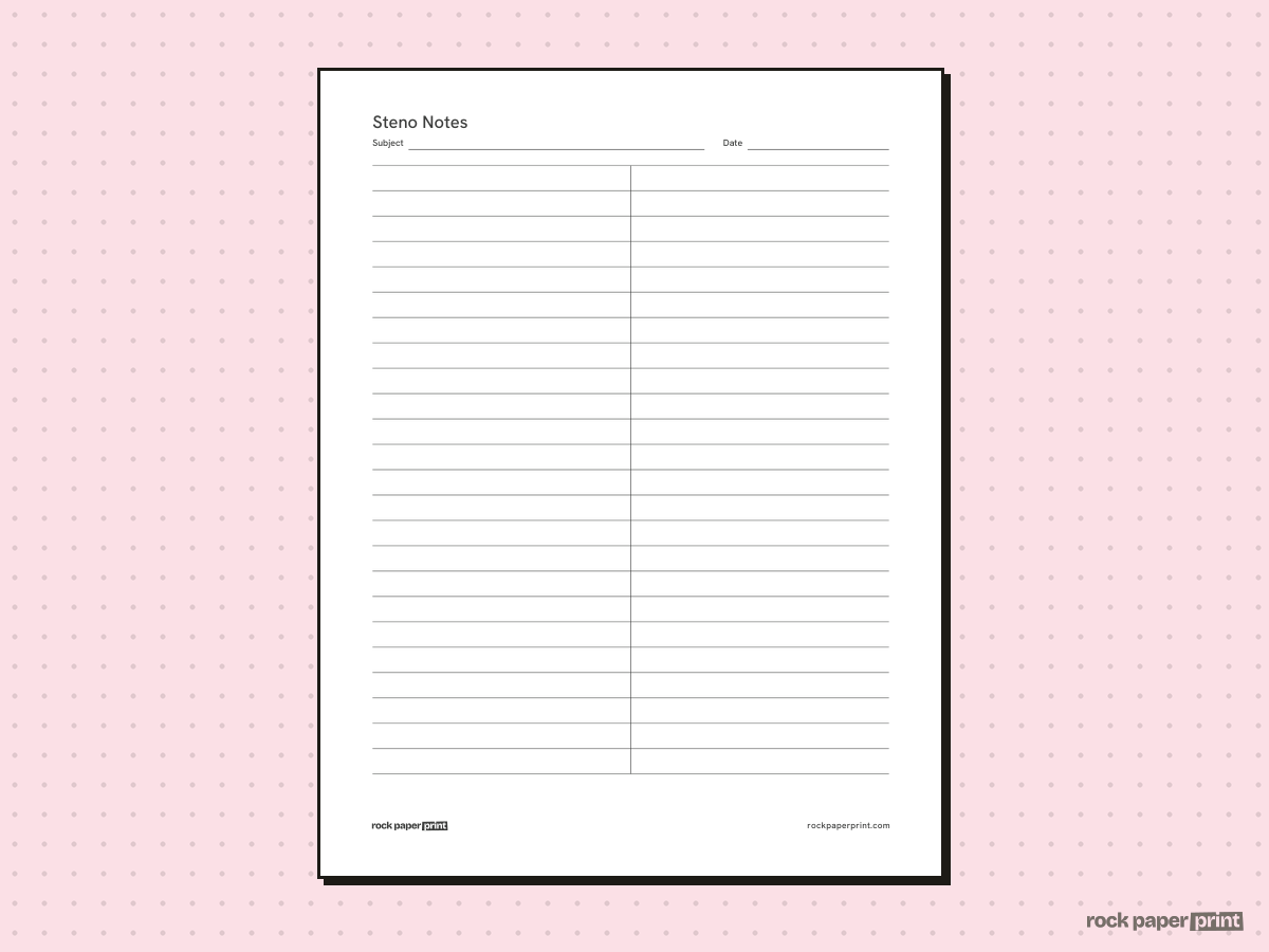 Steno Paper (Gregg Ruled), black lines, printable PDF preview