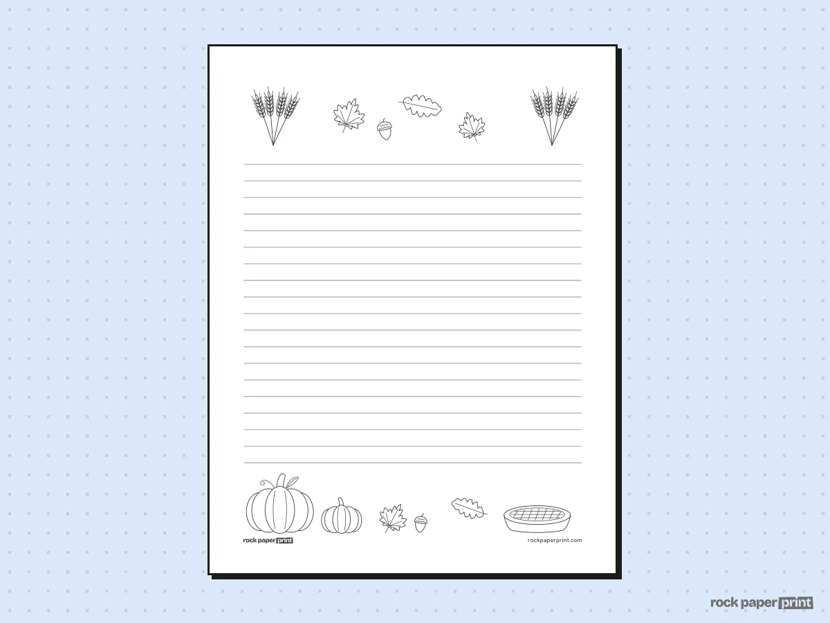 Thanksgiving Writing Paper, black lines, printable PDF preview