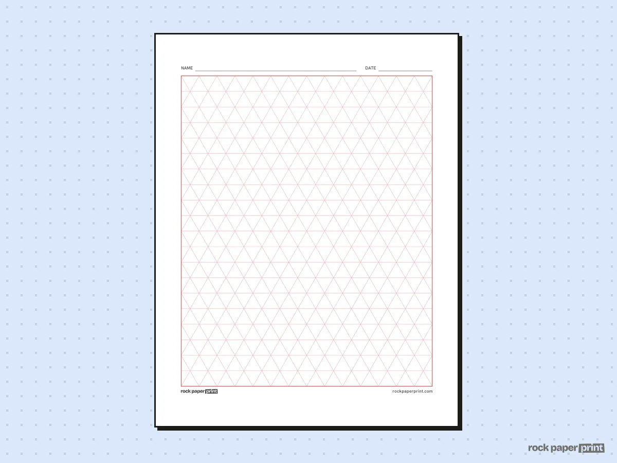 Triangle Graph Paper, red lines, printable PDF preview