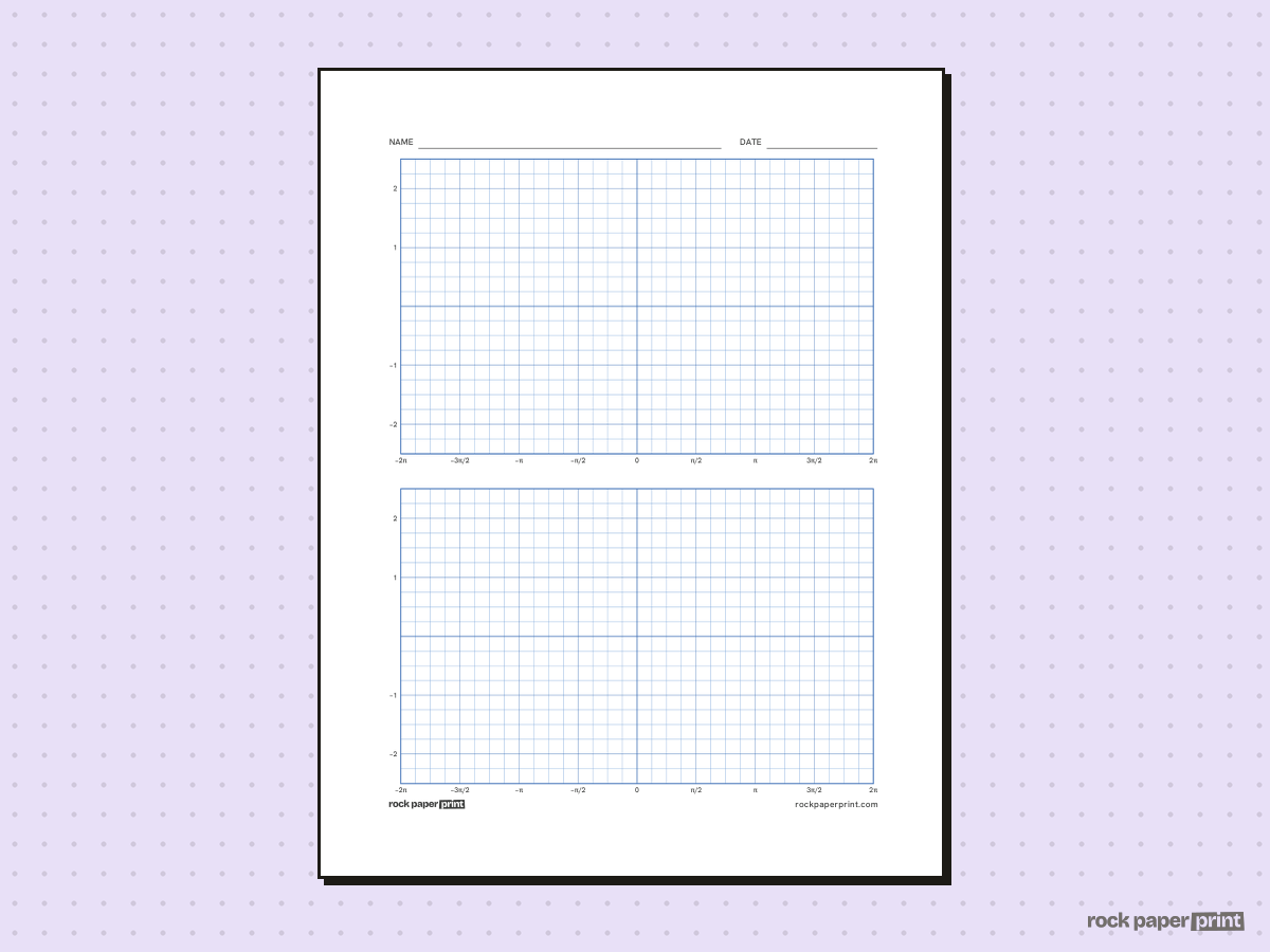 Trig Graph Paper, blue lines, printable PDF preview