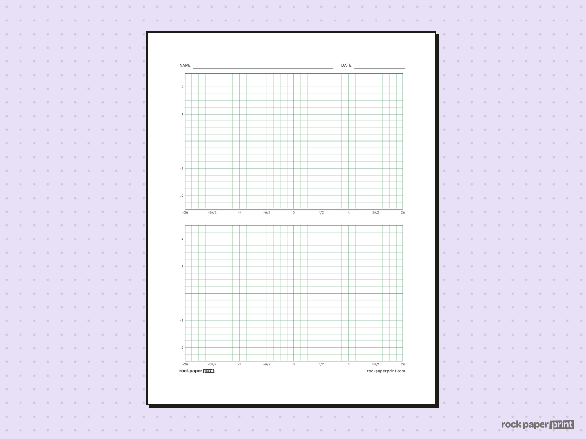 Trig Graph Paper, green lines, printable PDF preview