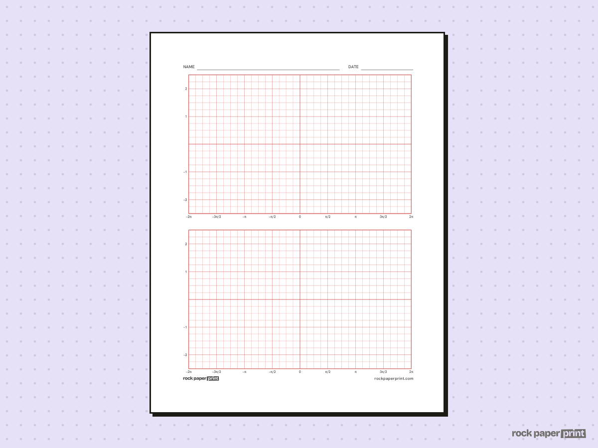 Trig Graph Paper, red lines, printable PDF preview