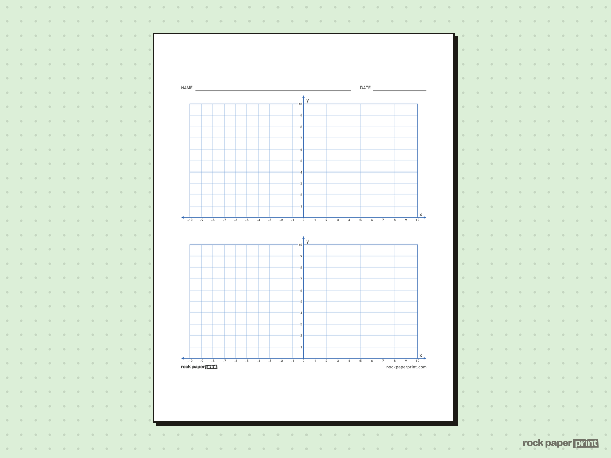 Two-Quadrant Coordinate Plane, blue lines, printable PDF preview