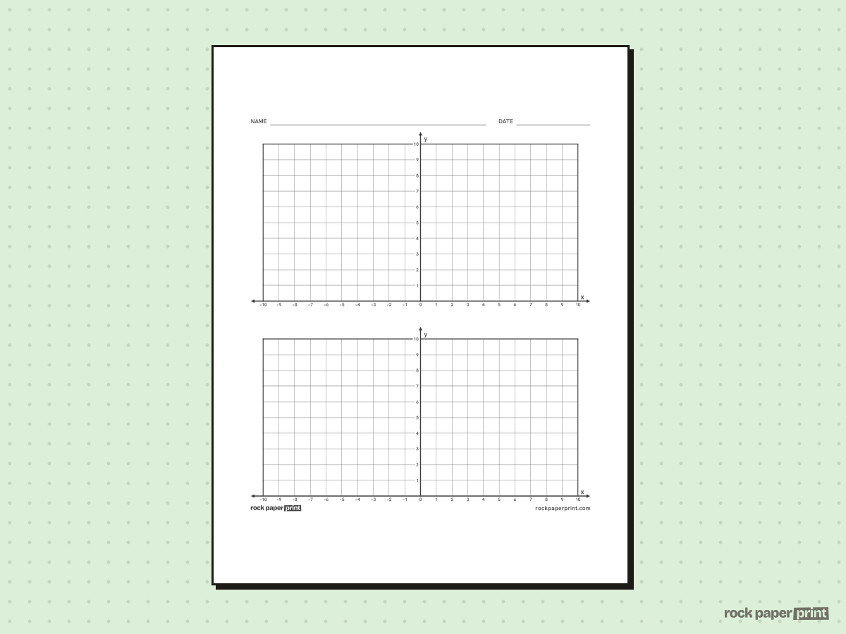 Two-Quadrant Coordinate Plane, black lines, printable PDF preview