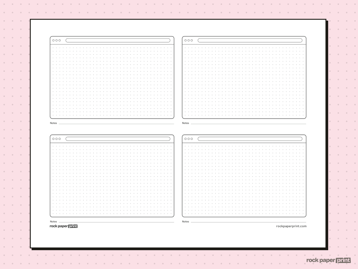 Website Wireframe Template, black lines, printable PDF preview