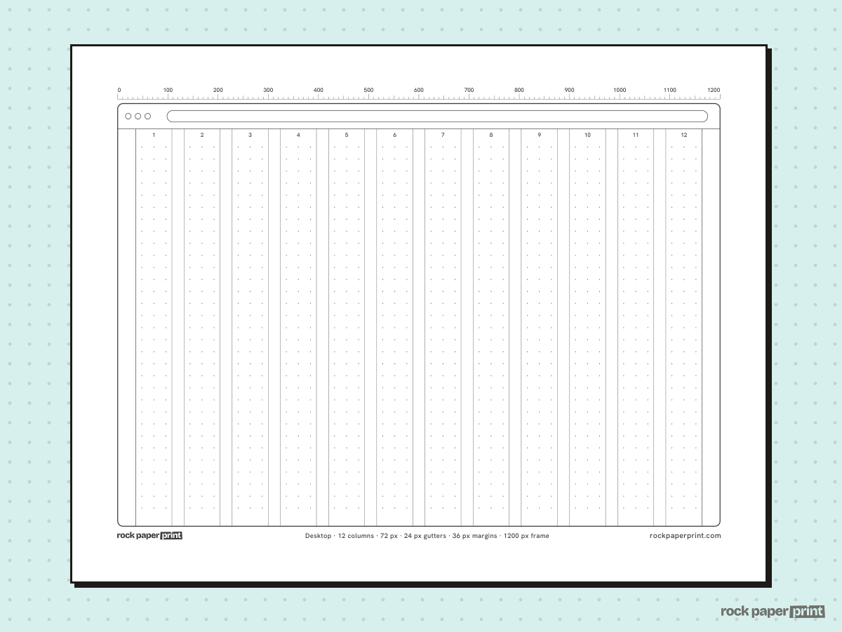 Wireframe Grid, black lines, printable PDF preview