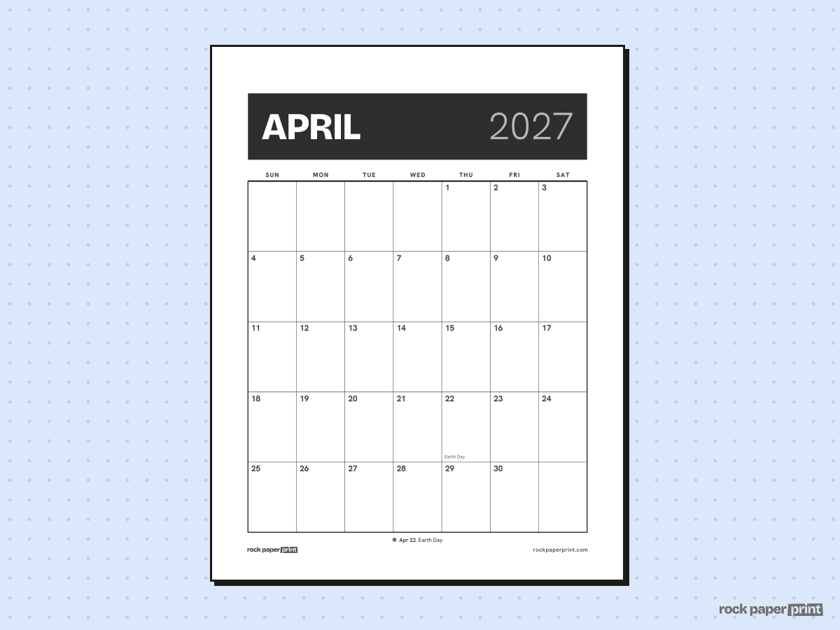 April 2027 Calendar with Canadian Holidays, Bold header, printable PDF preview