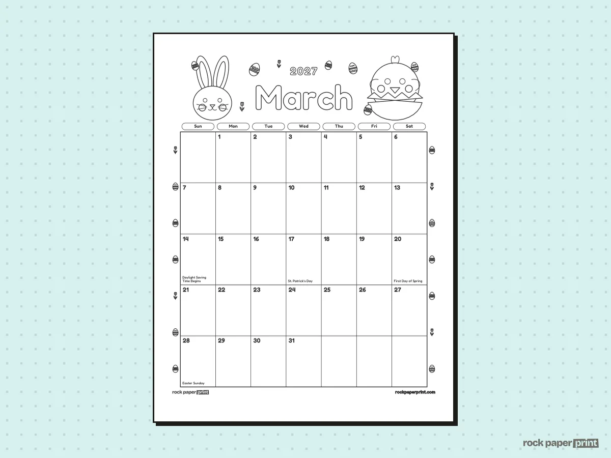 Easter Calendar, Coloring, Easter, printable PDF preview