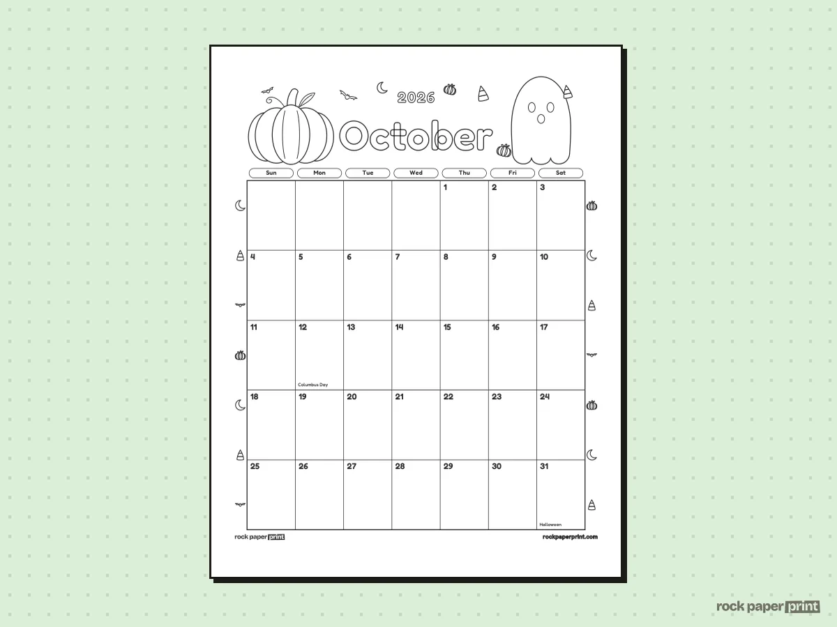 Halloween Calendar, Coloring, Halloween, printable PDF preview