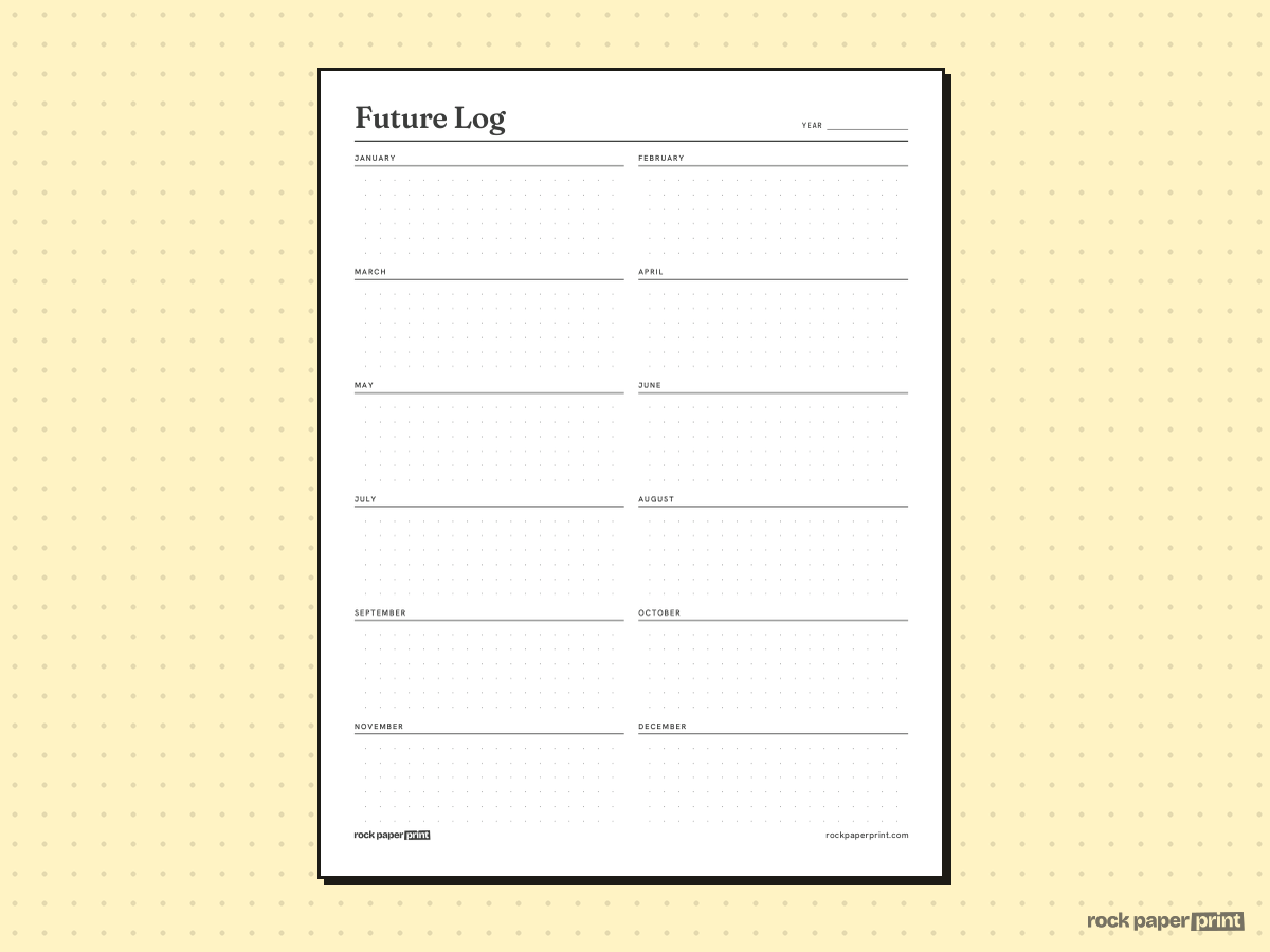 Yearly Planner, Future Log, printable PDF preview